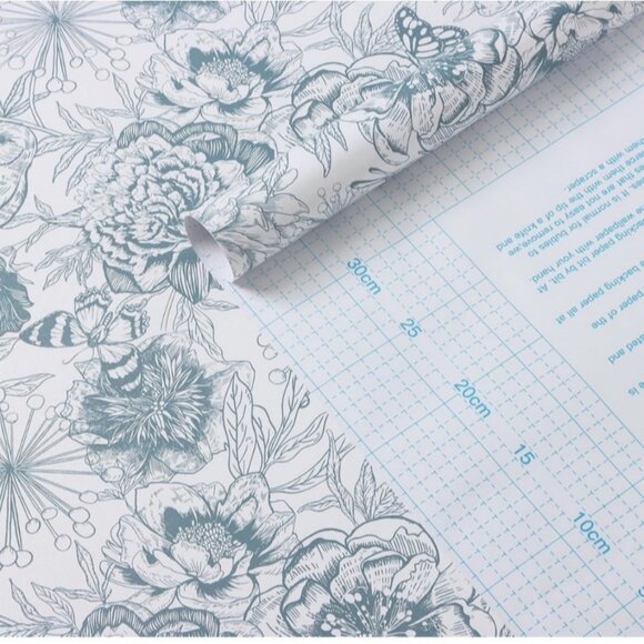 Floral Peel and Stick Wallpaper Rolls Blue White Contact Paper Bloom 8 available - Picture 8 of 11